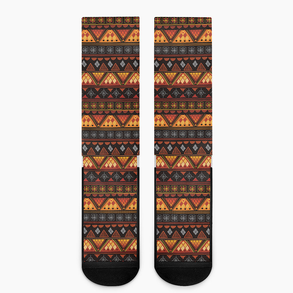 Native Tribal African Pattern Print Crew Socks