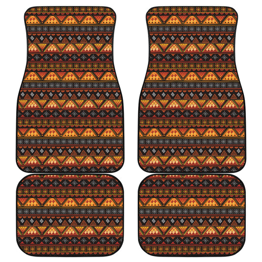 Native Tribal African Pattern Print Front and Back Car Floor Mats