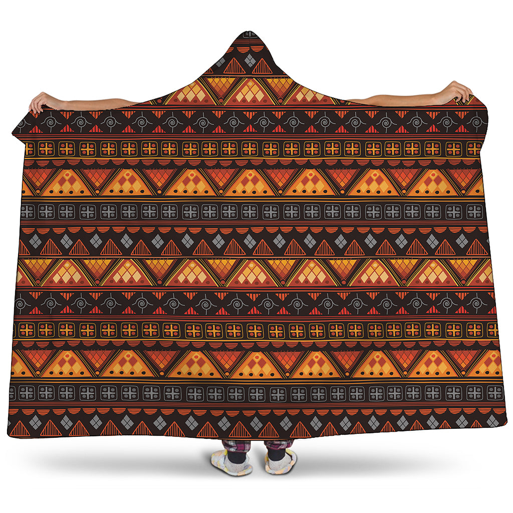 Native Tribal African Pattern Print Hooded Blanket