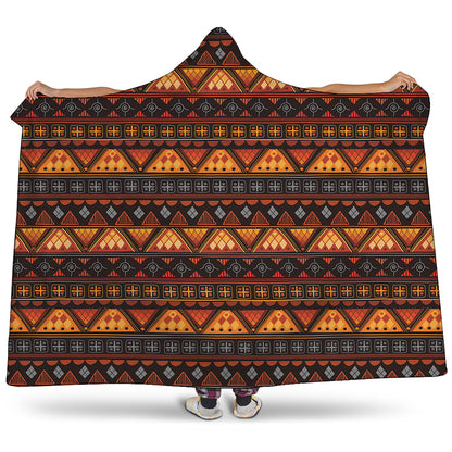 Native Tribal African Pattern Print Hooded Blanket