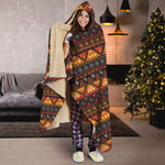 Native Tribal African Pattern Print Hooded Blanket