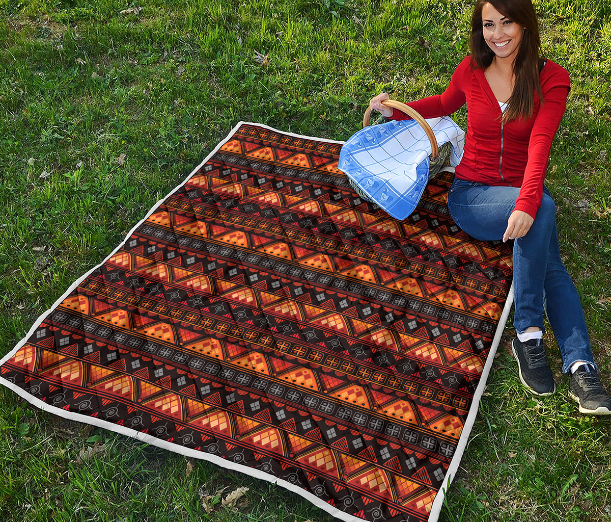 Native Tribal African Pattern Print Quilt