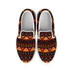 Native Tribal African Pattern Print White Slip On Shoes