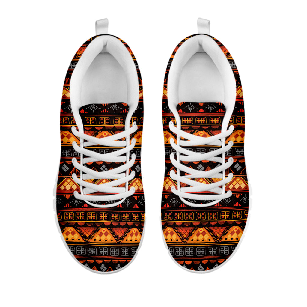 Native Tribal African Pattern Print White Sneakers
