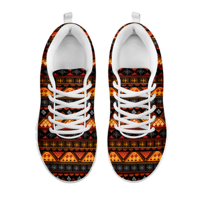 Native Tribal African Pattern Print White Sneakers
