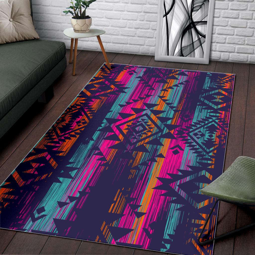 Native Tribal Aztec Pattern Print Area Rug GearFrost