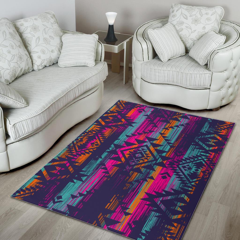 Native Tribal Aztec Pattern Print Area Rug GearFrost