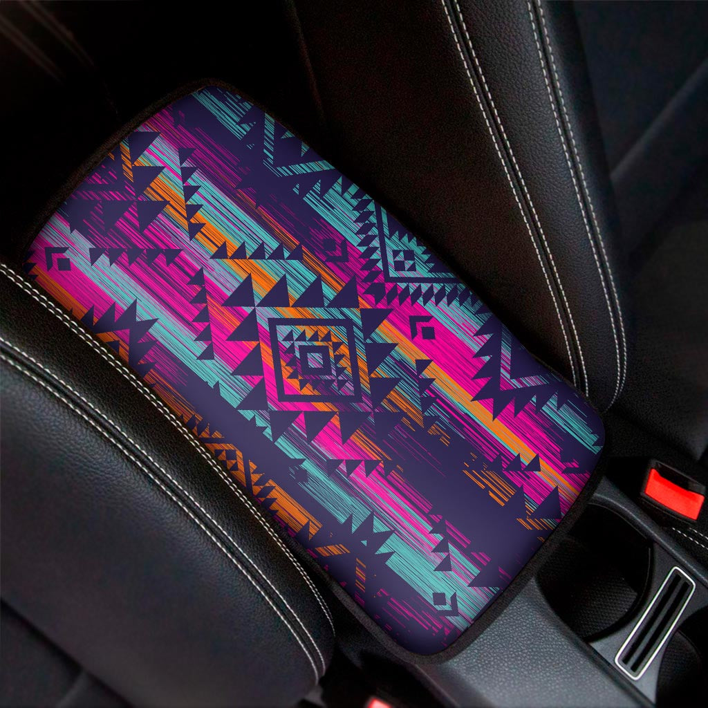 Native Tribal Aztec Pattern Print Car Center Console Cover