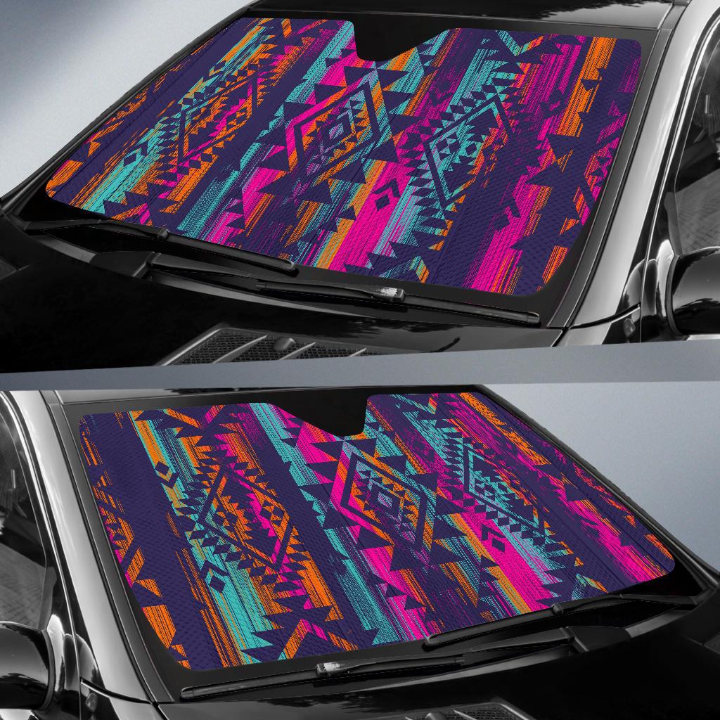 Native Tribal Aztec Pattern Print Car Sun Shade GearFrost
