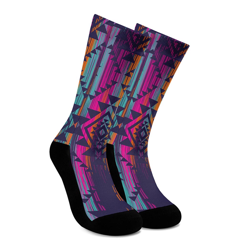 Native Tribal Aztec Pattern Print Crew Socks