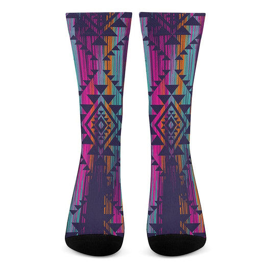 Native Tribal Aztec Pattern Print Crew Socks