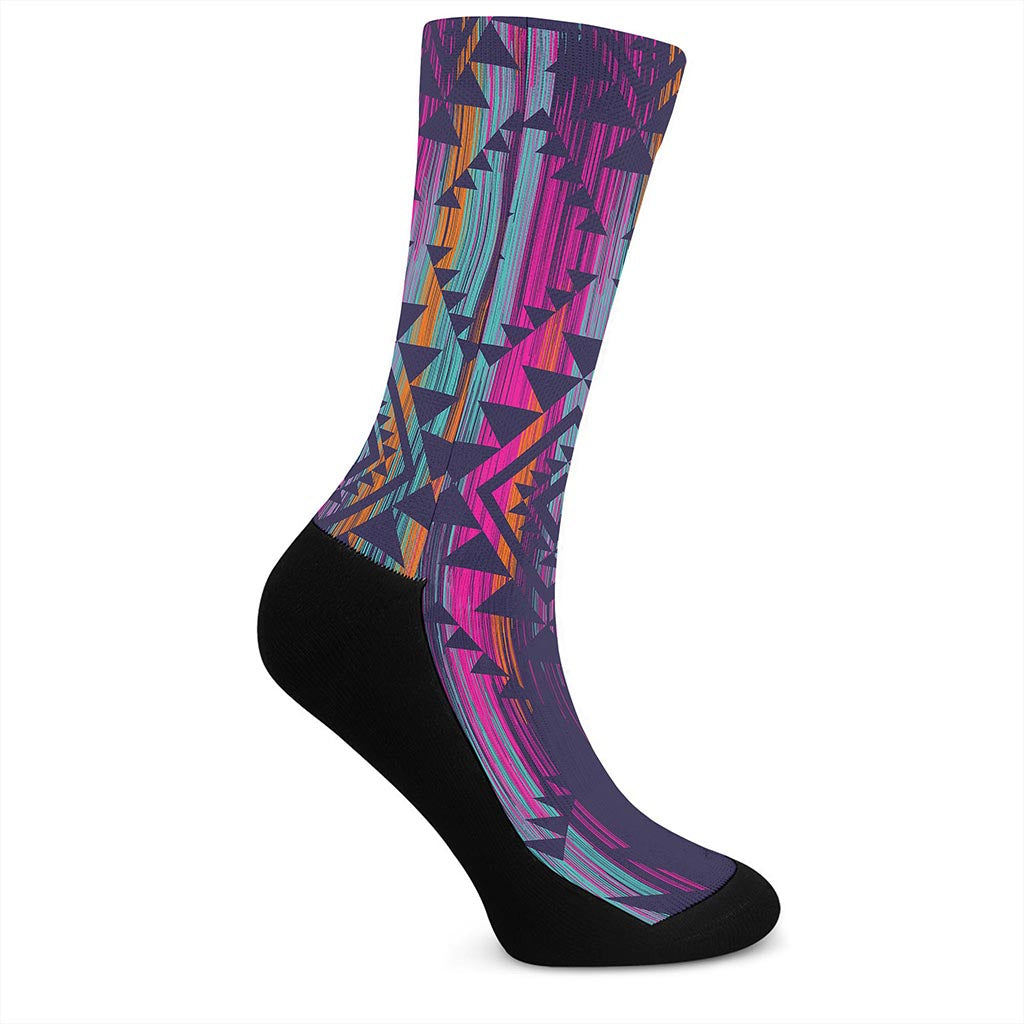 Native Tribal Aztec Pattern Print Crew Socks