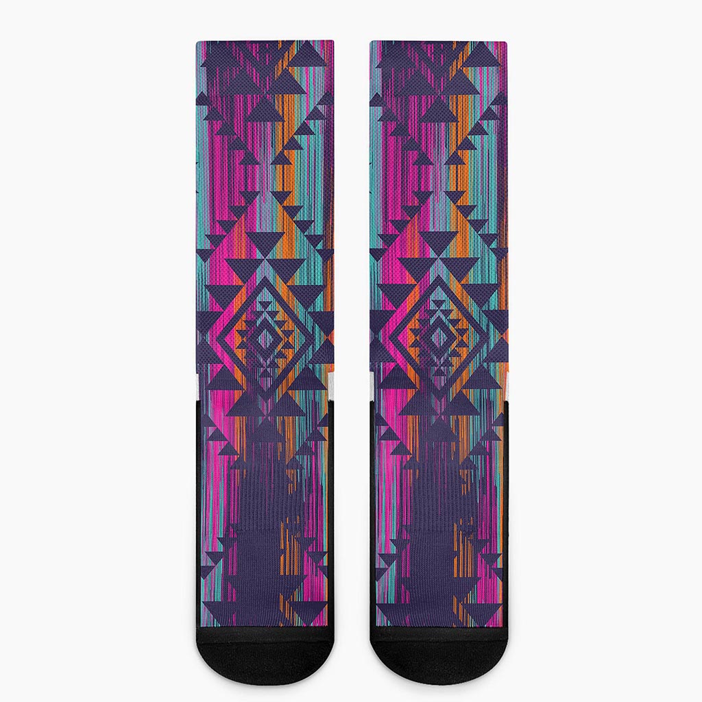 Native Tribal Aztec Pattern Print Crew Socks