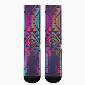 Native Tribal Aztec Pattern Print Crew Socks