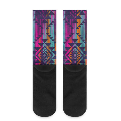 Native Tribal Aztec Pattern Print Crew Socks