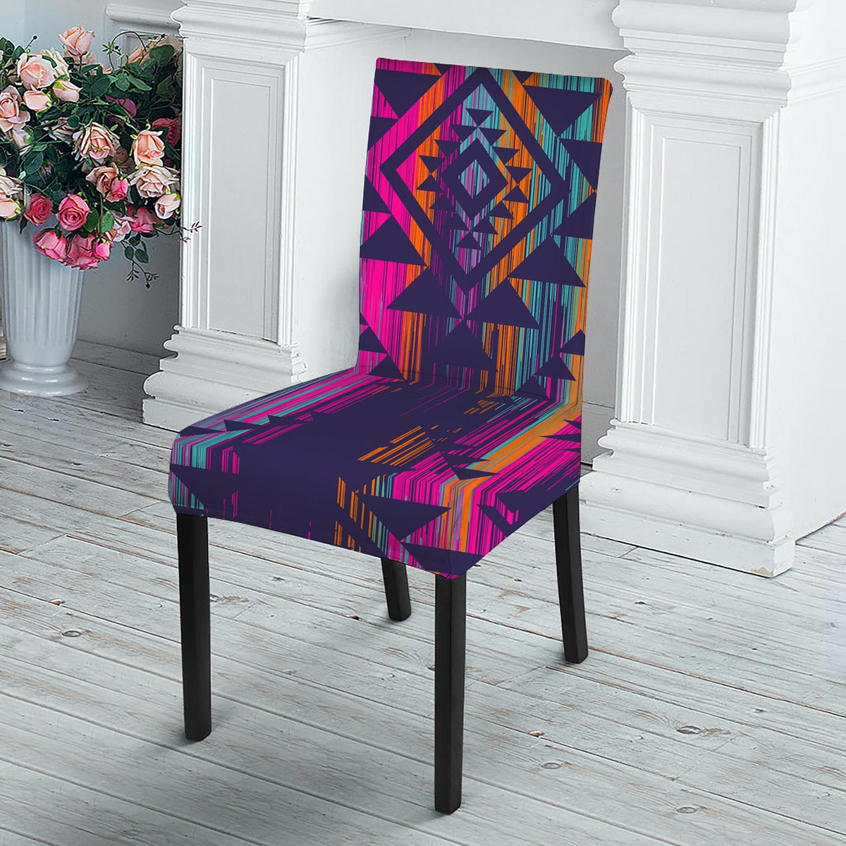 Native Tribal Aztec Pattern Print Dining Chair Slipcover