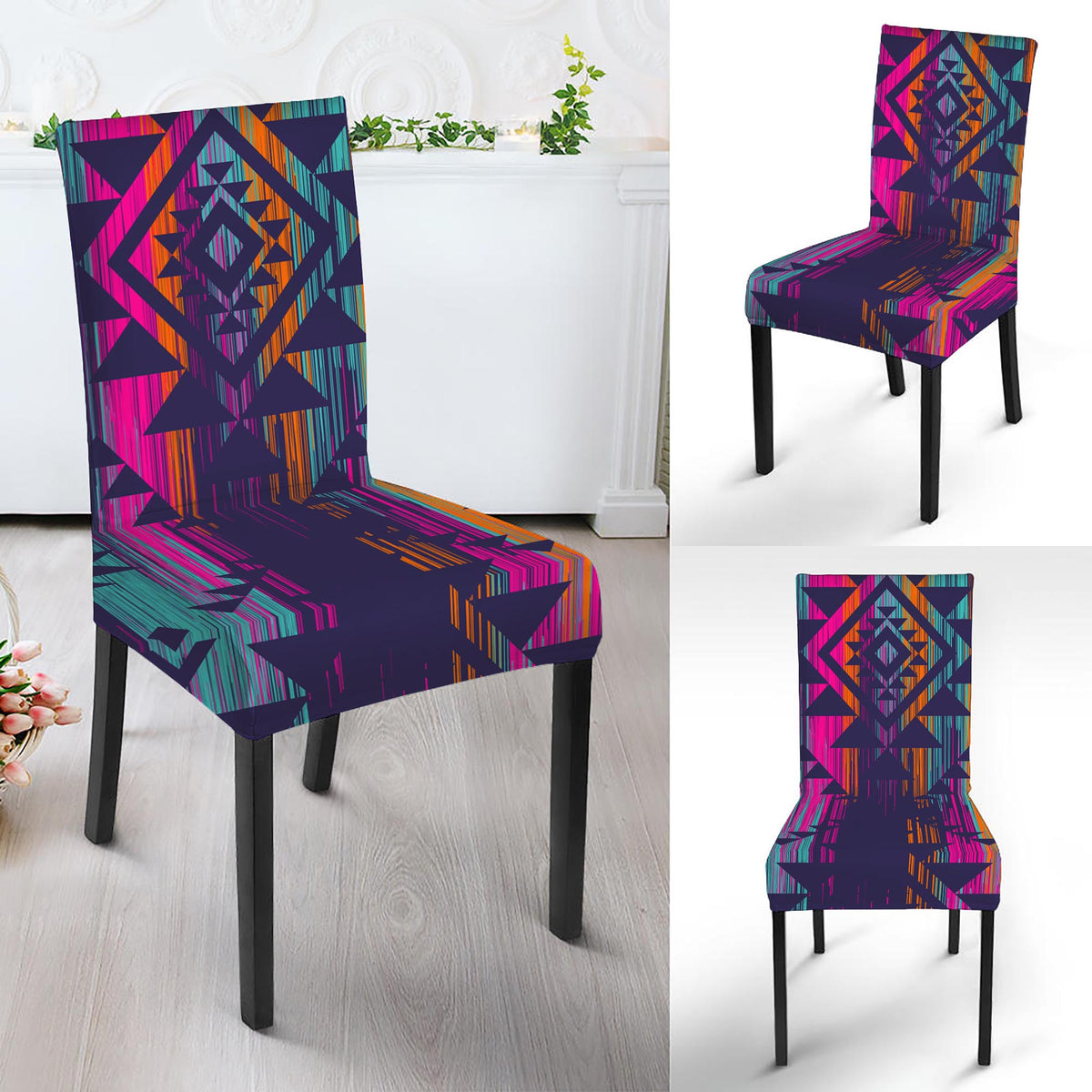 Native Tribal Aztec Pattern Print Dining Chair Slipcover