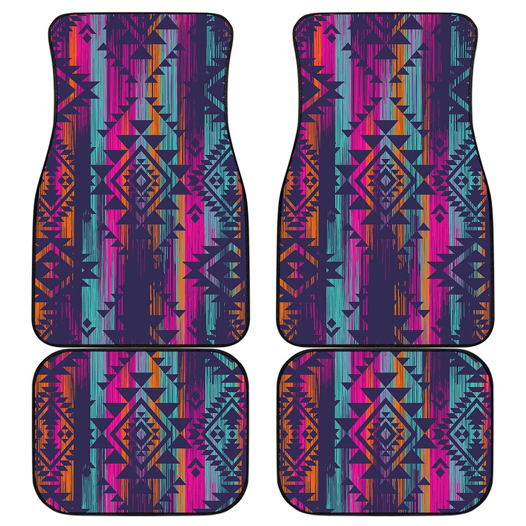 Native Tribal Aztec Pattern Print Front and Back Car Floor Mats
