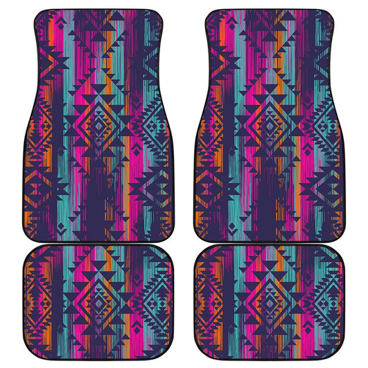 Native Tribal Aztec Pattern Print Front and Back Car Floor Mats