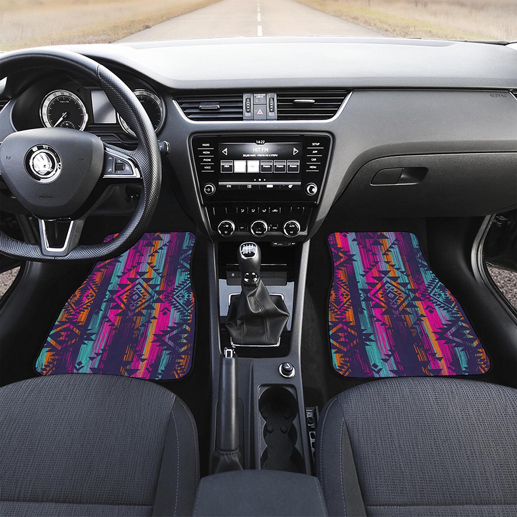 Native Tribal Aztec Pattern Print Front and Back Car Floor Mats
