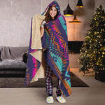 Native Tribal Aztec Pattern Print Hooded Blanket