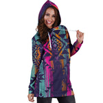 Native Tribal Aztec Pattern Print Hoodie Dress GearFrost