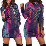 Native Tribal Aztec Pattern Print Hoodie Dress GearFrost