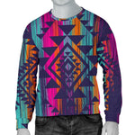 Native Tribal Aztec Pattern Print Men's Crewneck Sweatshirt GearFrost