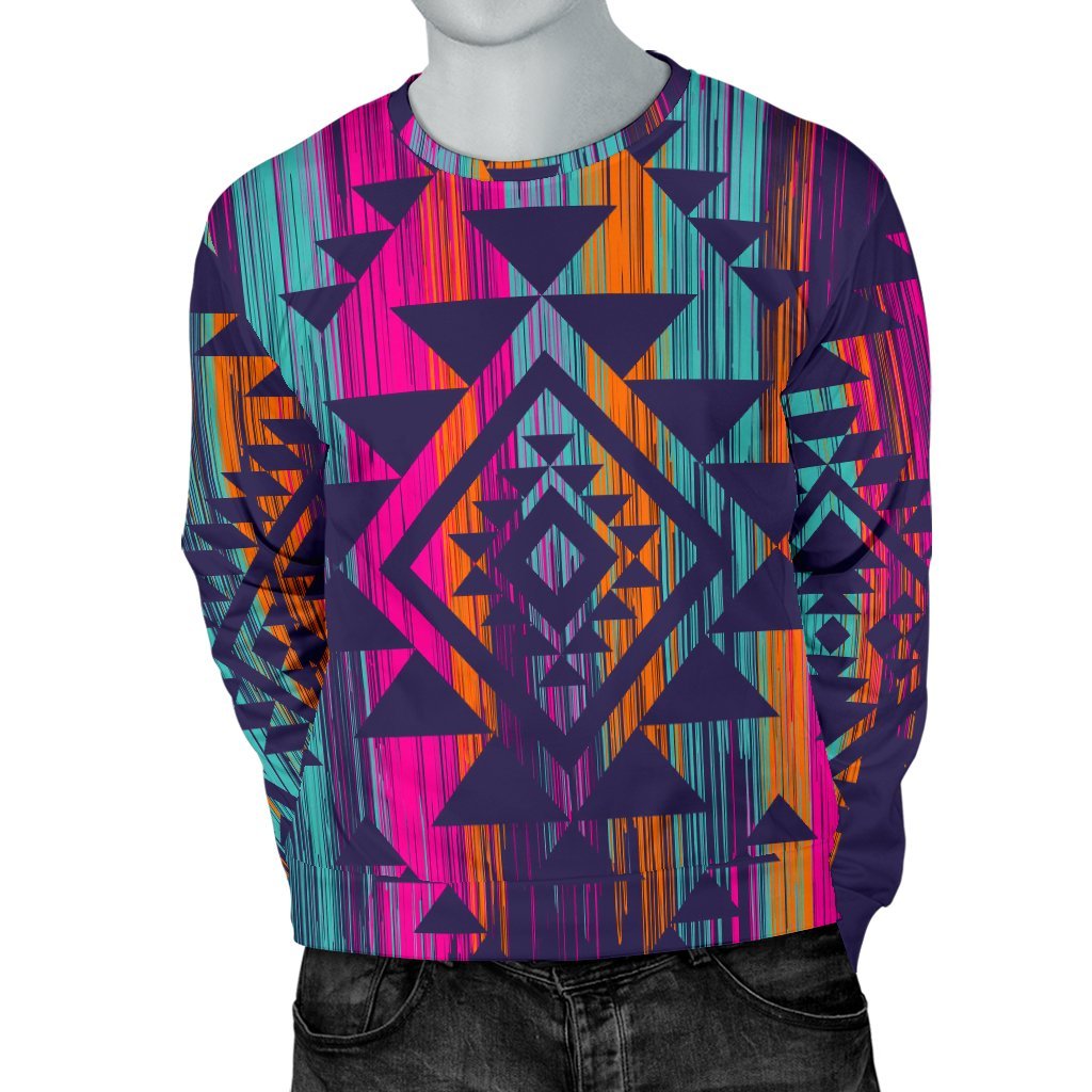 Native Tribal Aztec Pattern Print Men's Crewneck Sweatshirt GearFrost