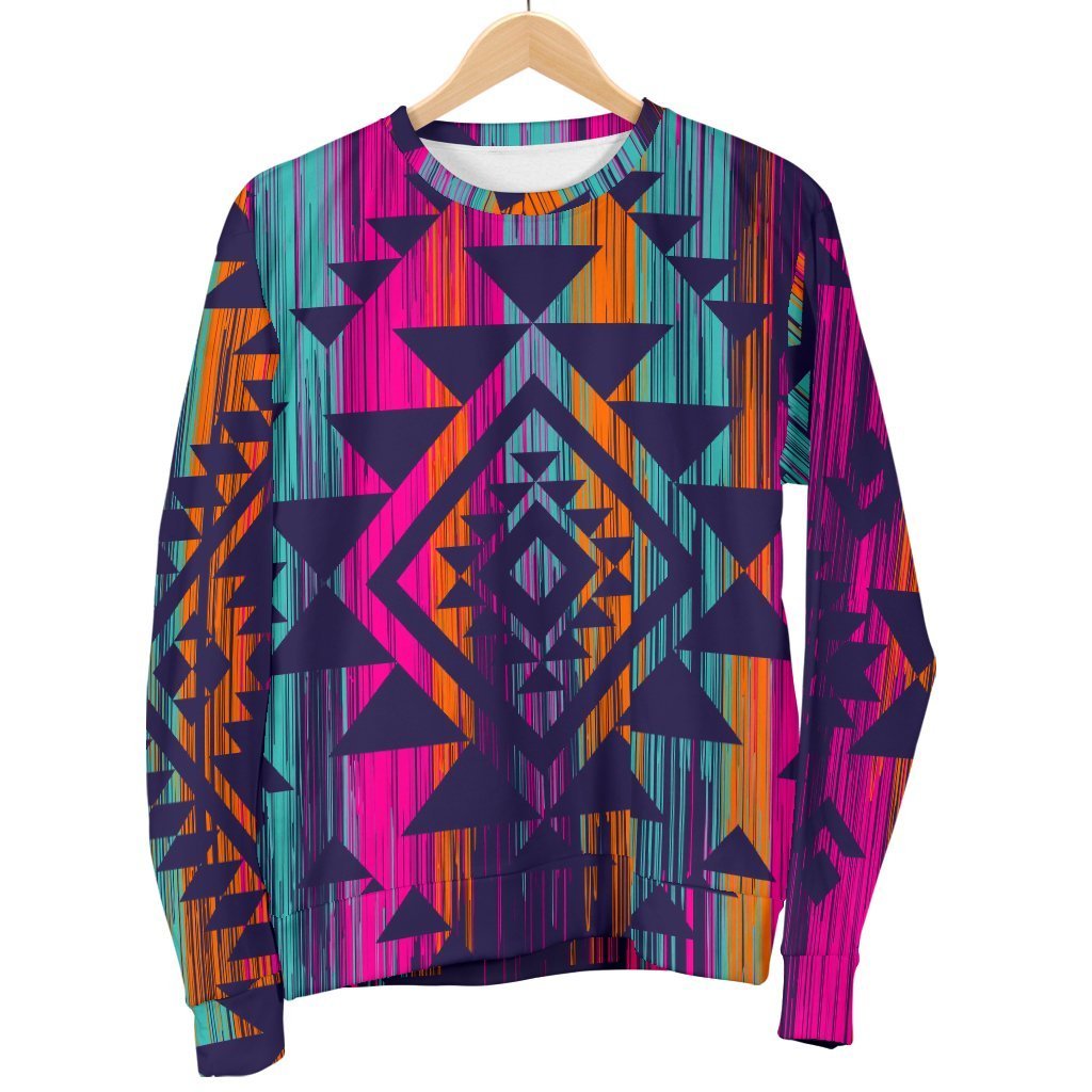 Native Tribal Aztec Pattern Print Men's Crewneck Sweatshirt GearFrost