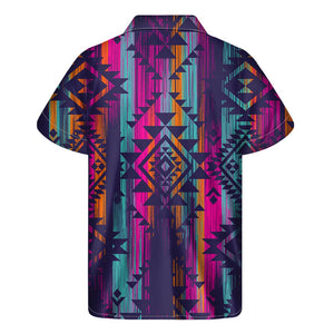 Native Tribal Aztec Pattern Print Men's Short Sleeve Shirt