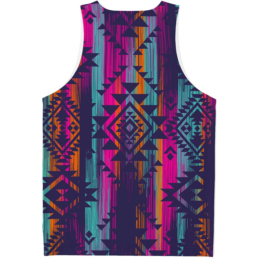 Native Tribal Aztec Pattern Print Men's Tank Top