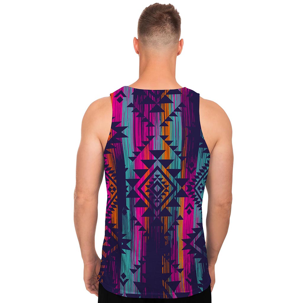 Native Tribal Aztec Pattern Print Men's Tank Top