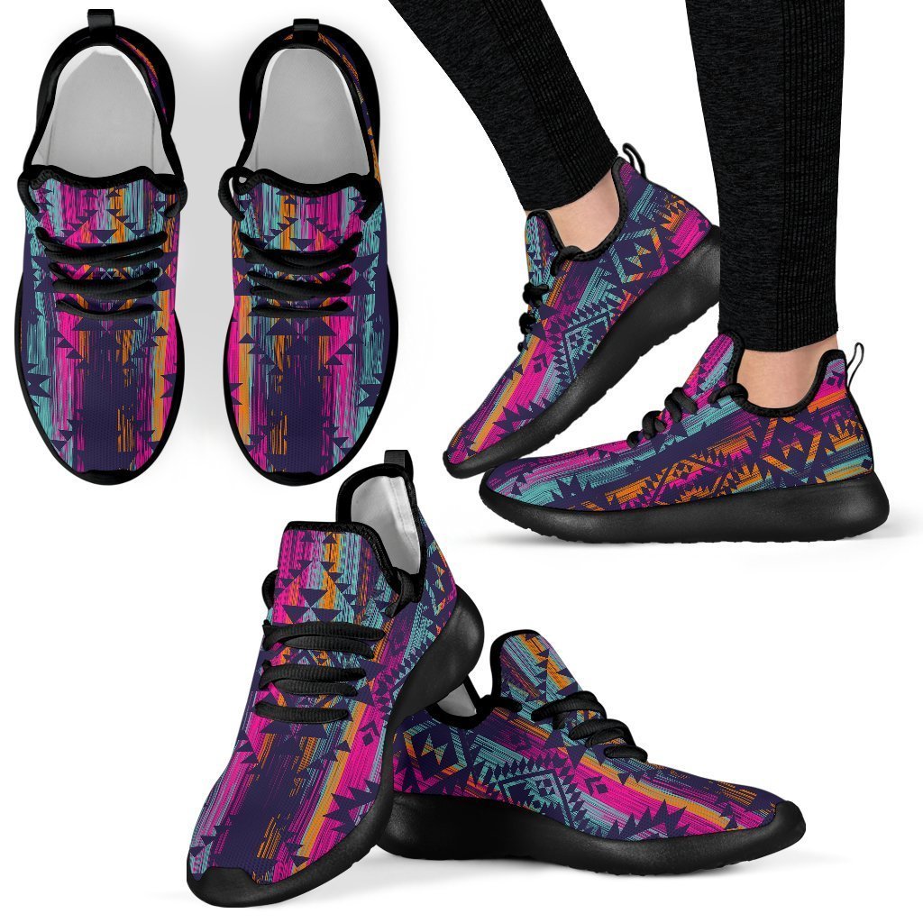 Native Tribal Aztec Pattern Print Mesh Knit Shoes GearFrost
