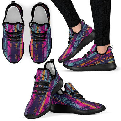 Native Tribal Aztec Pattern Print Mesh Knit Shoes GearFrost