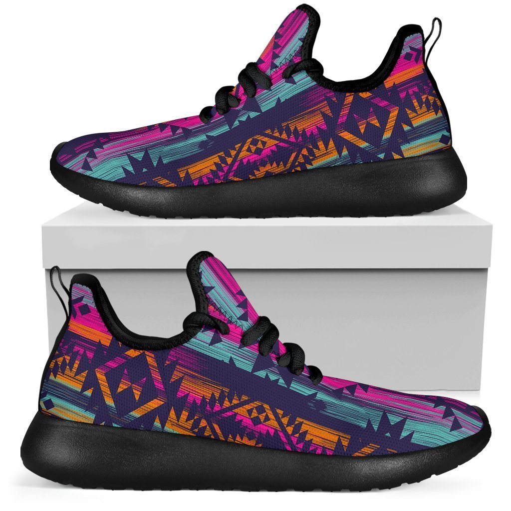 Native Tribal Aztec Pattern Print Mesh Knit Shoes GearFrost