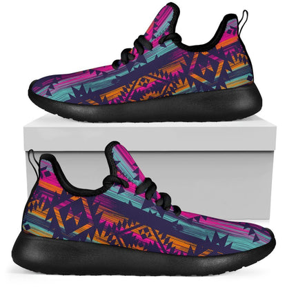 Native Tribal Aztec Pattern Print Mesh Knit Shoes GearFrost