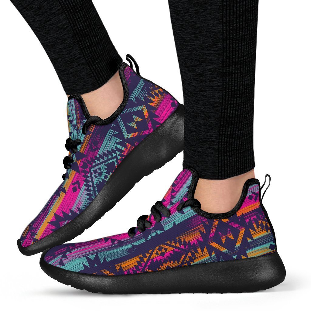 Native Tribal Aztec Pattern Print Mesh Knit Shoes GearFrost