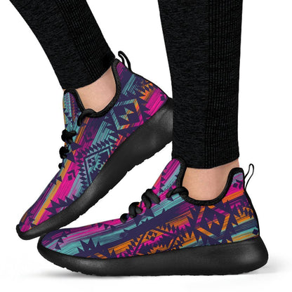 Native Tribal Aztec Pattern Print Mesh Knit Shoes GearFrost