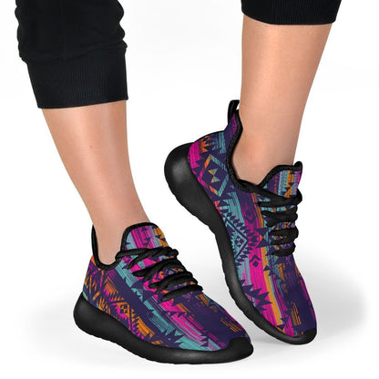 Native Tribal Aztec Pattern Print Mesh Knit Shoes GearFrost