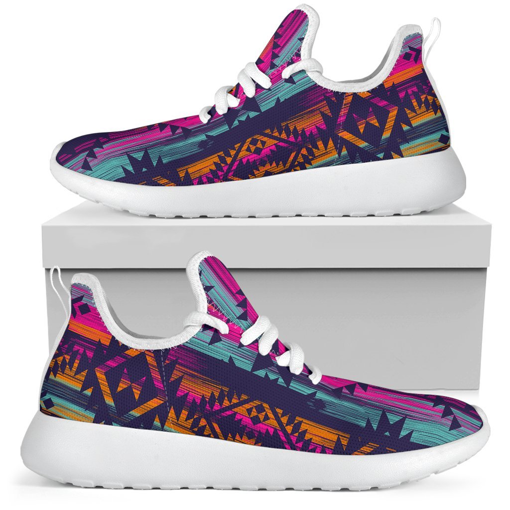 Native Tribal Aztec Pattern Print Mesh Knit Shoes GearFrost