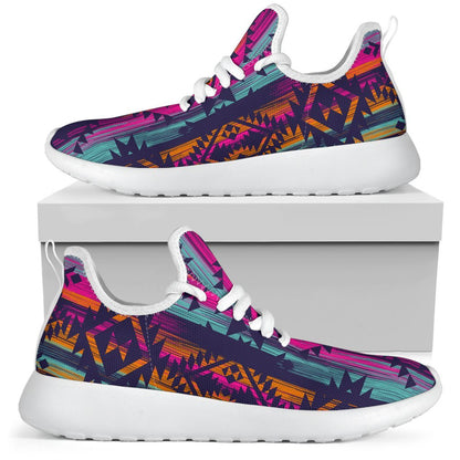 Native Tribal Aztec Pattern Print Mesh Knit Shoes GearFrost