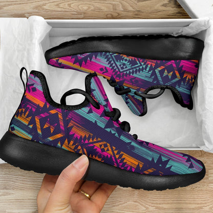 Native Tribal Aztec Pattern Print Mesh Knit Shoes GearFrost