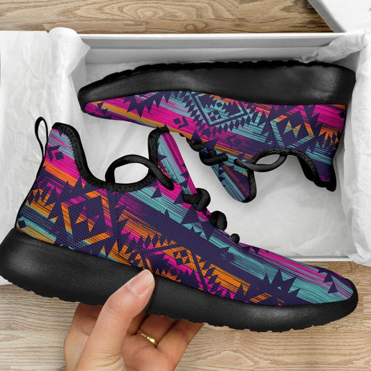 Native Tribal Aztec Pattern Print Mesh Knit Shoes GearFrost
