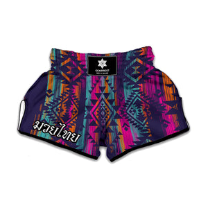 Native Tribal Aztec Pattern Print Muay Thai Boxing Shorts