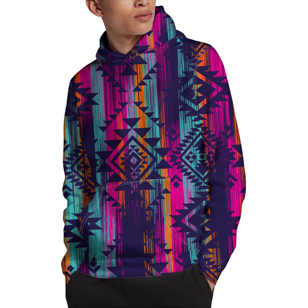 Native Tribal Aztec Pattern Print Pullover Hoodie