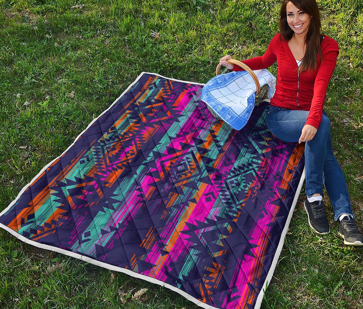 Native Tribal Aztec Pattern Print Quilt