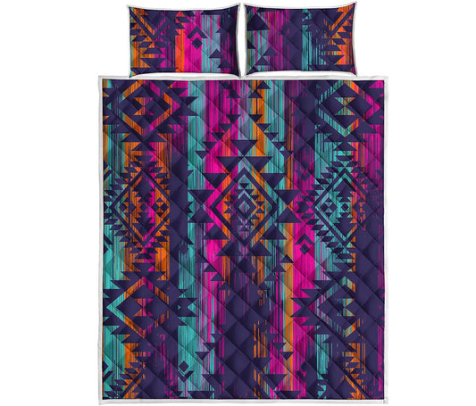Native Tribal Aztec Pattern Print Quilt Bed Set