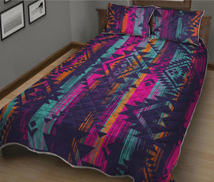 Native Tribal Aztec Pattern Print Quilt Bed Set