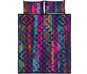 Native Tribal Aztec Pattern Print Quilt Bed Set